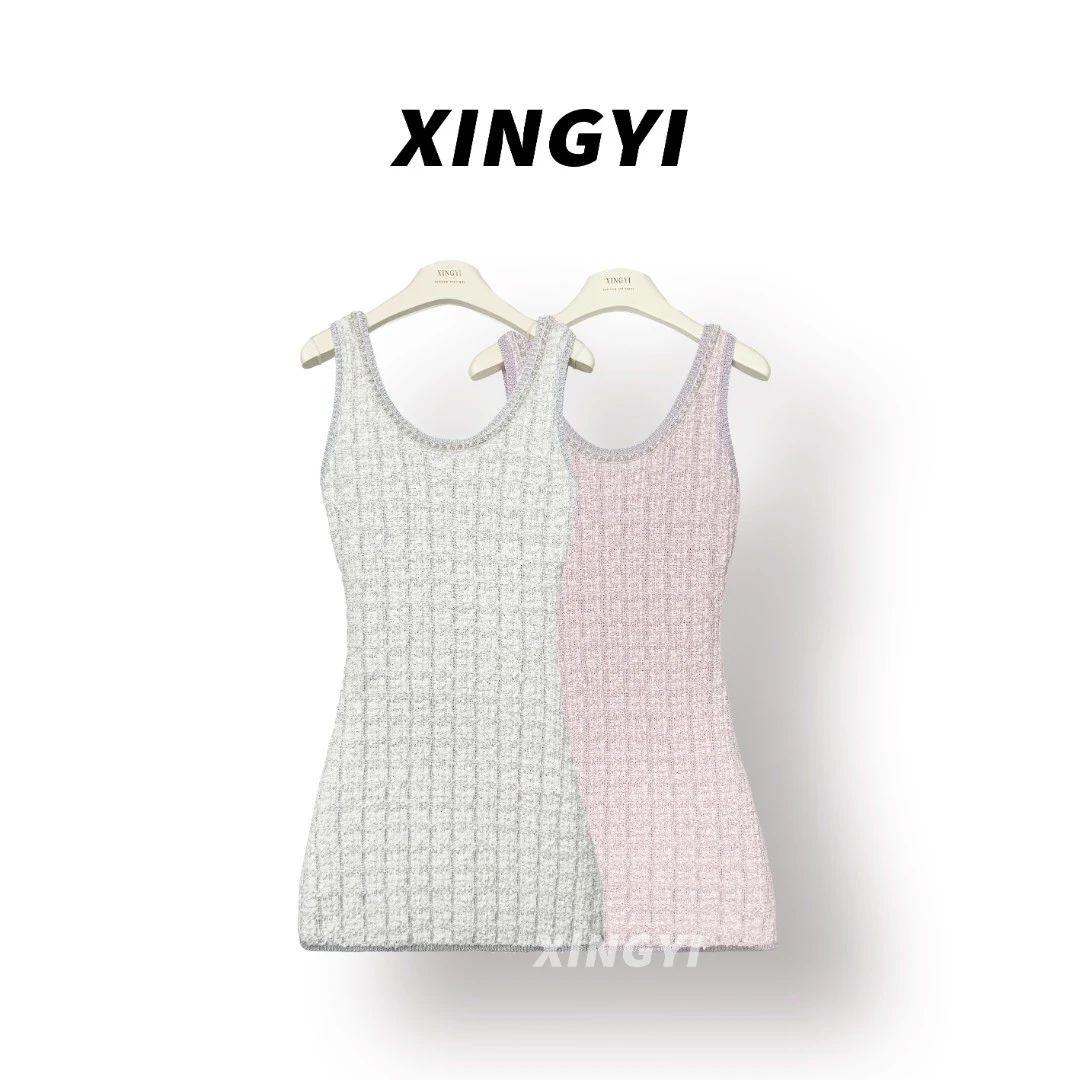 『XINGYI』轻奢名媛风气质重工闪纱香风连衣裙XY9386