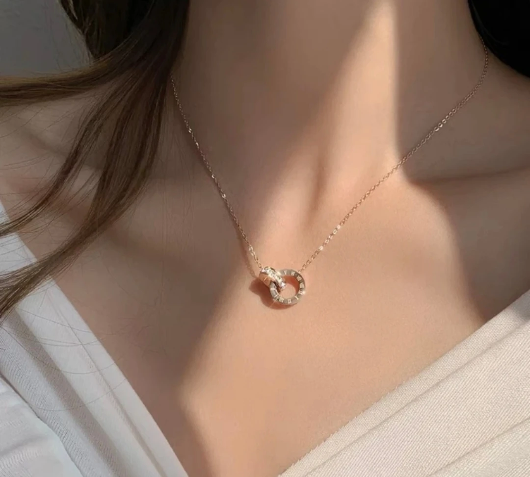 钛钢项链 【环环相扣】项链女时尚气质百搭锁骨链灵动小众不掉色