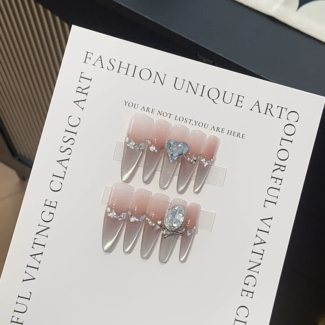 【啵冰白桃】憨宝宝手工穿戴甲美甲晕染甲 默认微瑕