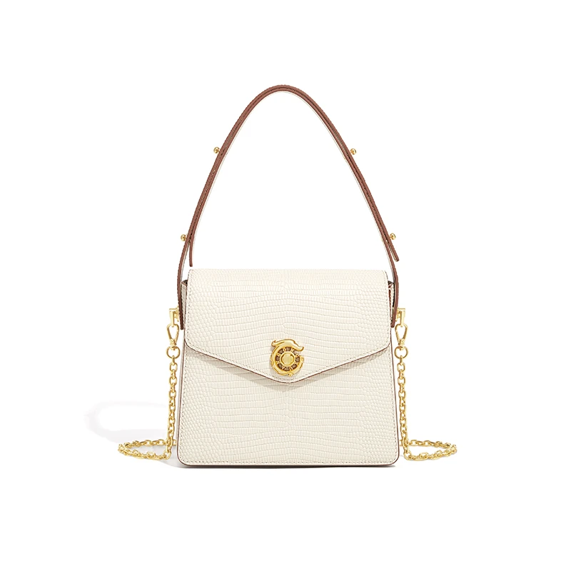 牛皮气质复古春夏小众白色轻奢时尚百搭女士夏季单肩斜挎包9068