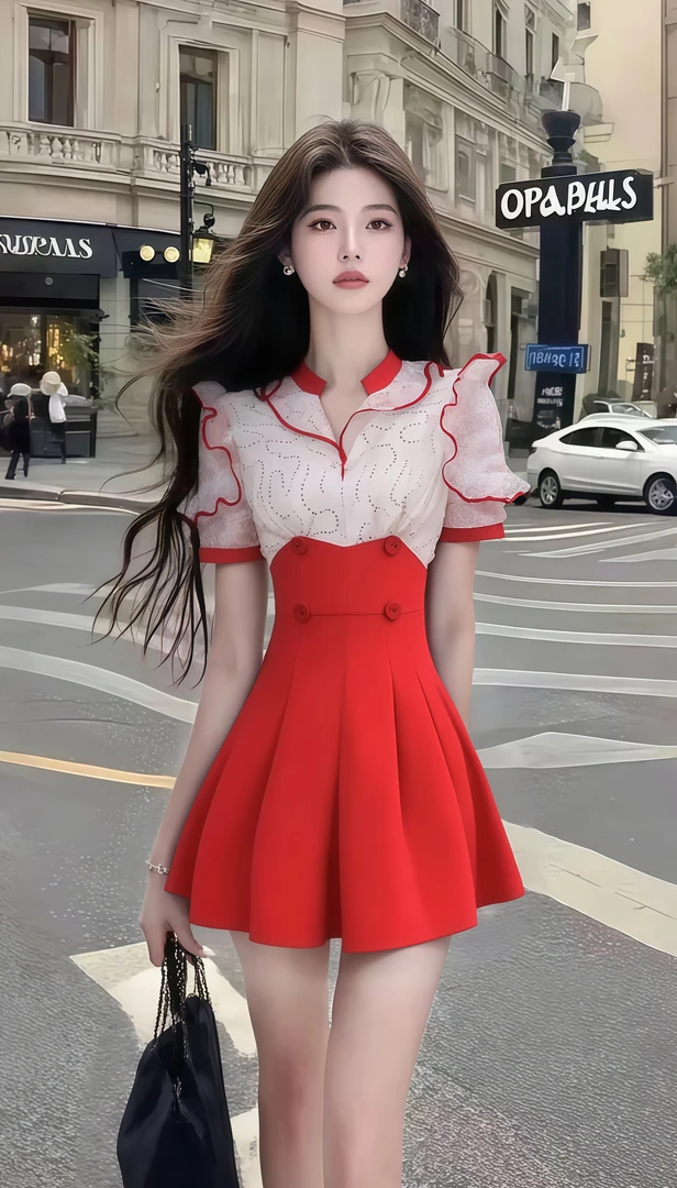 宝石红显瘦辣妹连衣裙气质短款时尚显瘦个性氛围感纯欲性感修身夏
