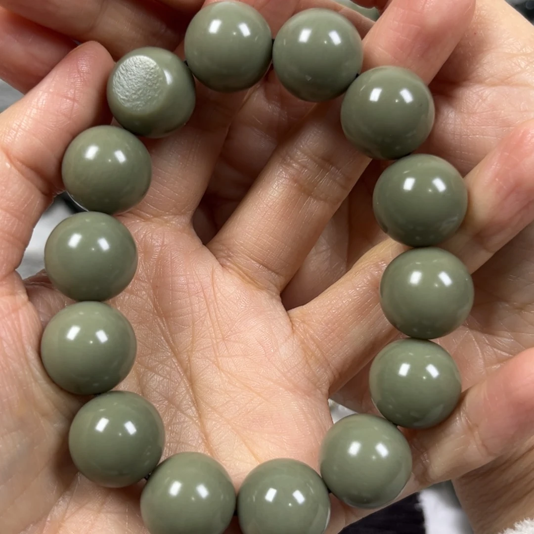 和田玉手链未镶嵌卡16圆珠珠宝级