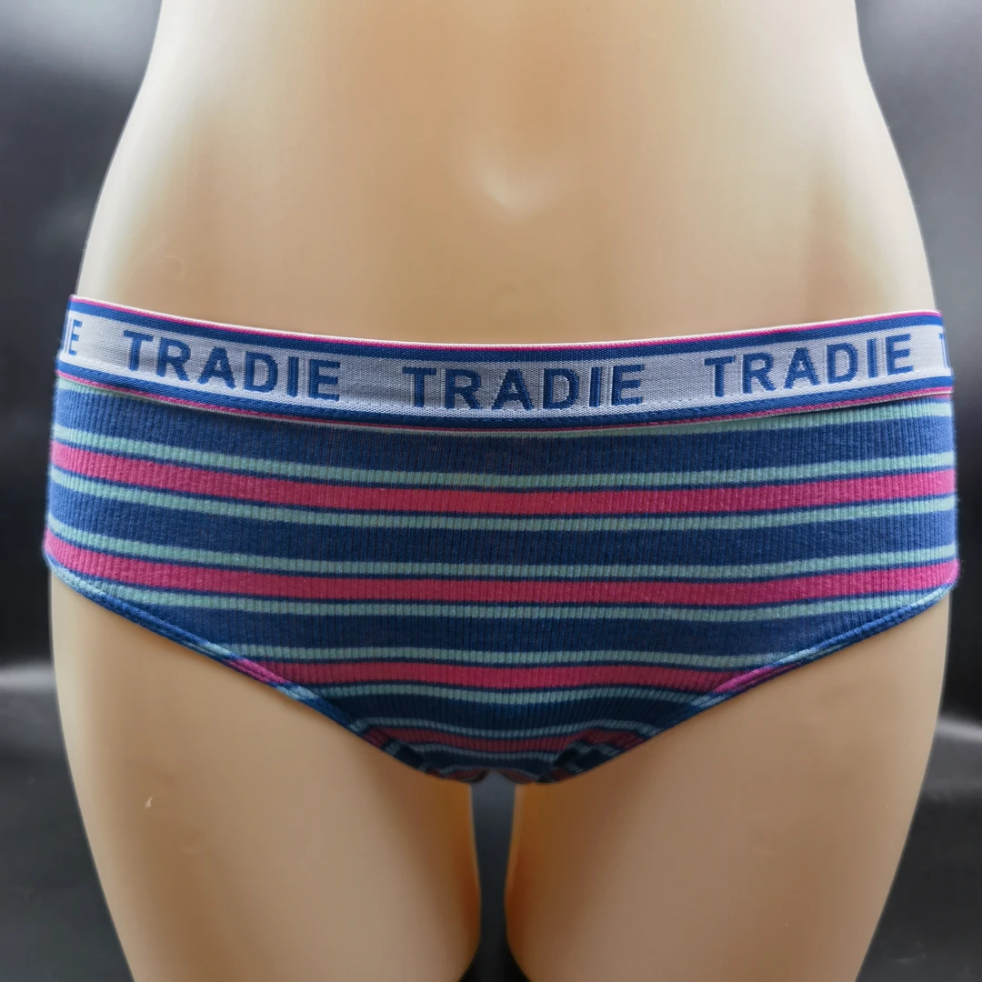 女士经典复古彩色条纹透气低腰纯棉内裤