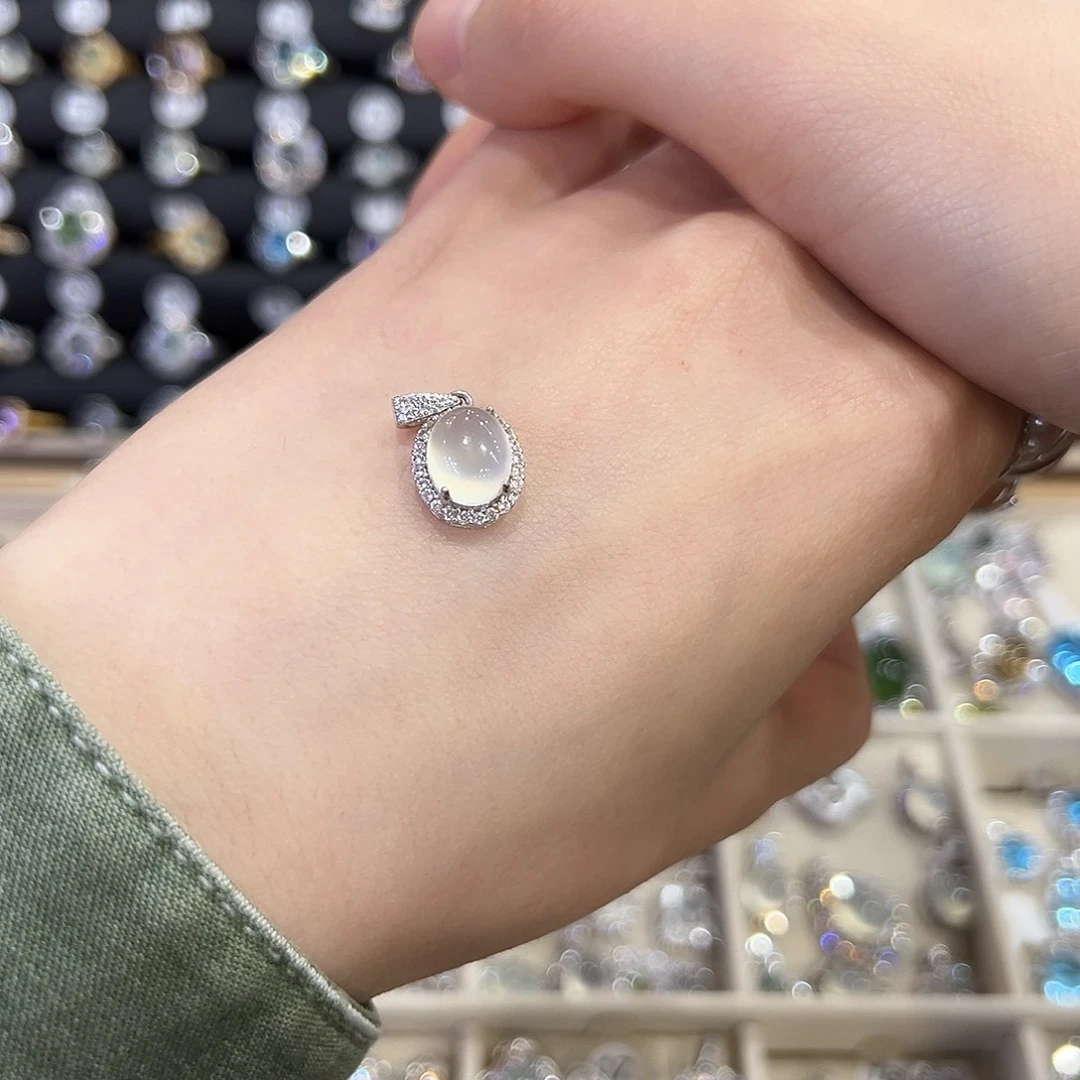 蛇纹石玉银S925镶嵌饰品N***h