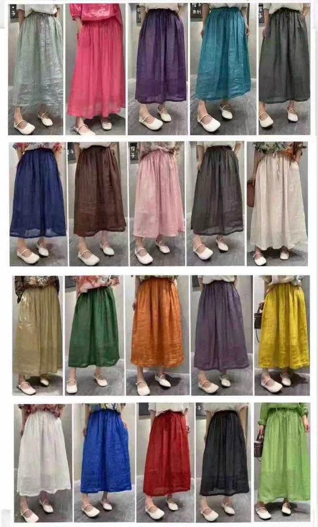 向向家夏季苎麻半身裙