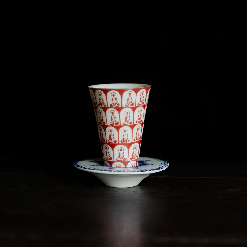 敦煌文创陶瓷茶杯女士个人专用品茗杯带杯垫精致小容量主人杯