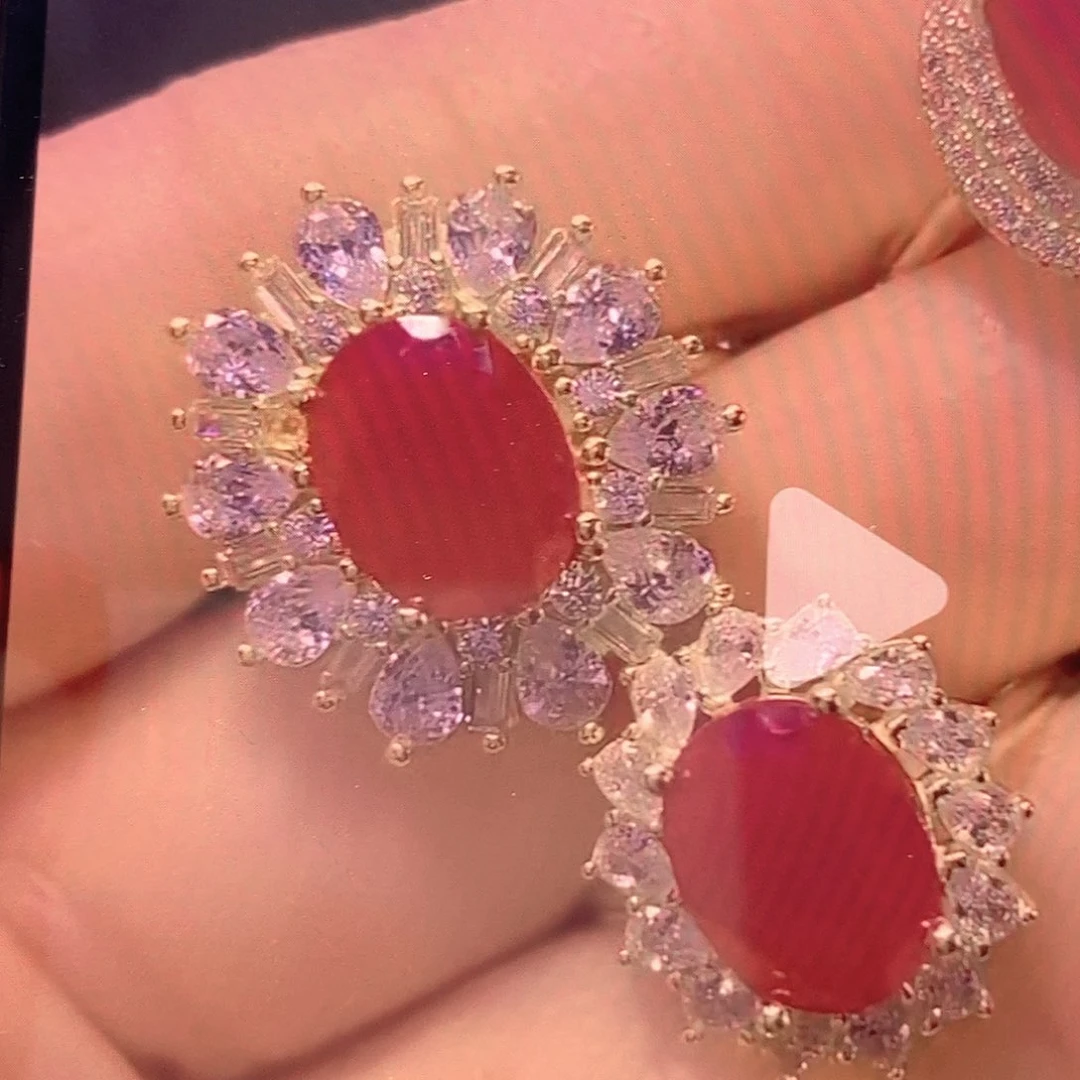 红宝石戒指银S925镶嵌漫**端