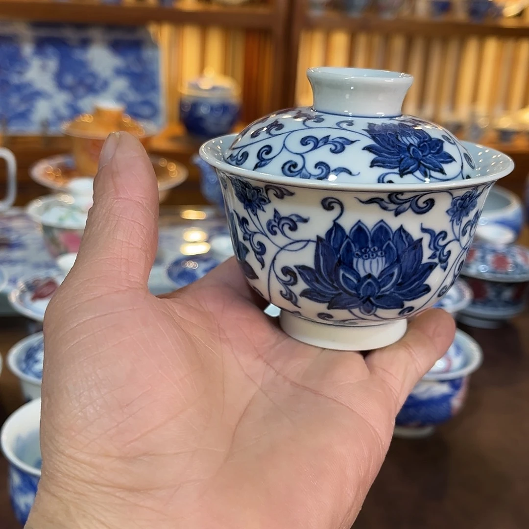 錡镇堂手工手绘盖碗