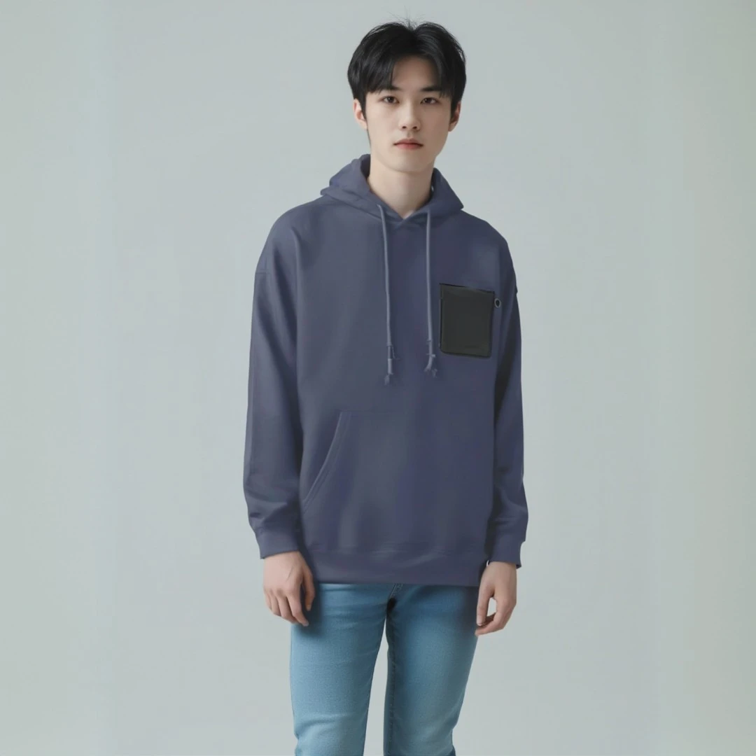 新款情侣重磅380克休闲时尚简约连帽95棉卫衣男