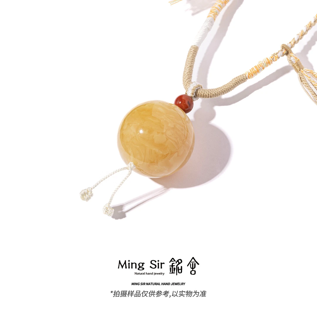 【铭舍 初见花单珠锁骨链30-35mm】天然俄料蜜蜡单珠 DIY配珠
