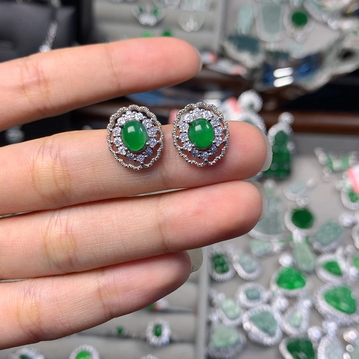 翡翠未镶嵌耳饰耳钉