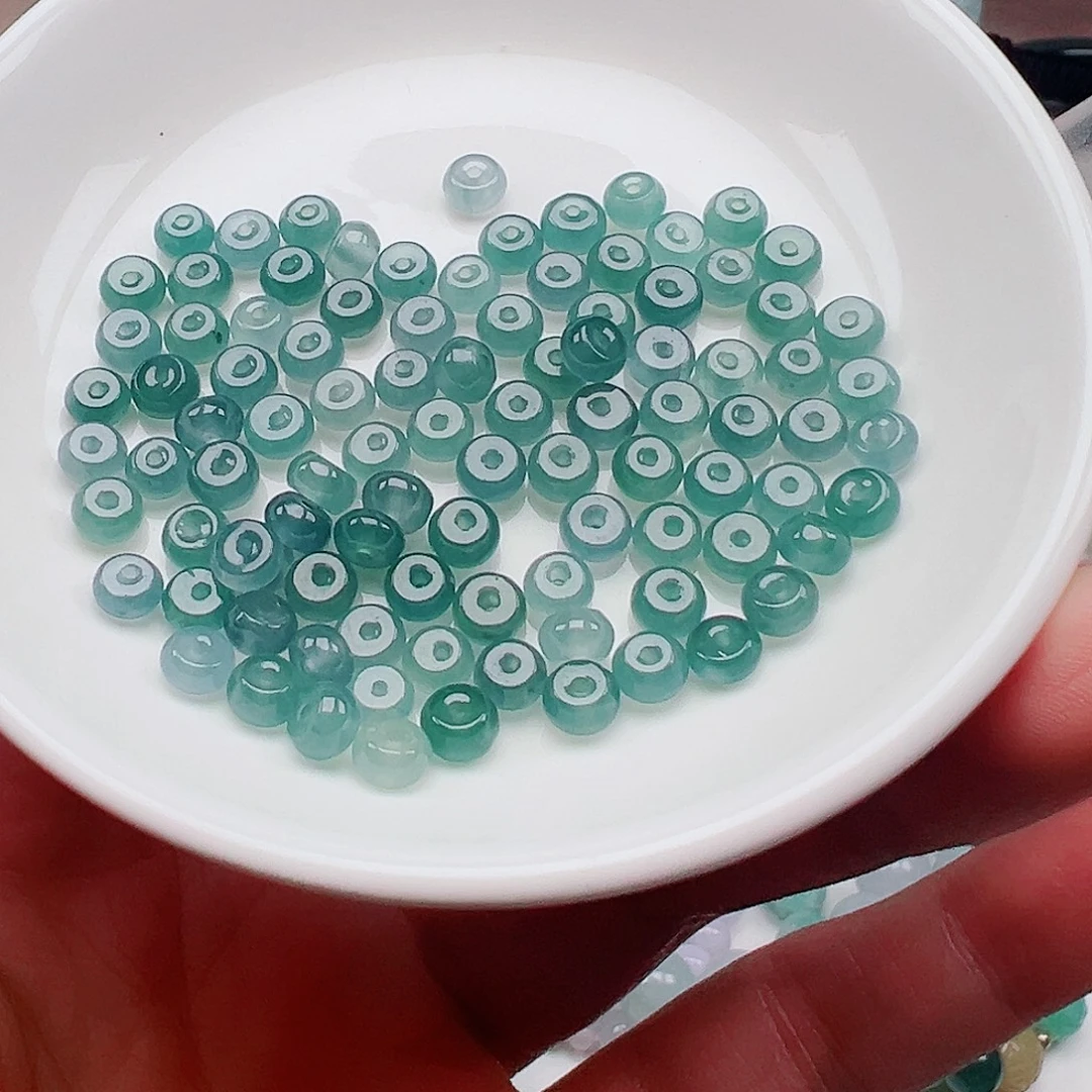 翡翠未镶嵌颈饰算盘珠3×5