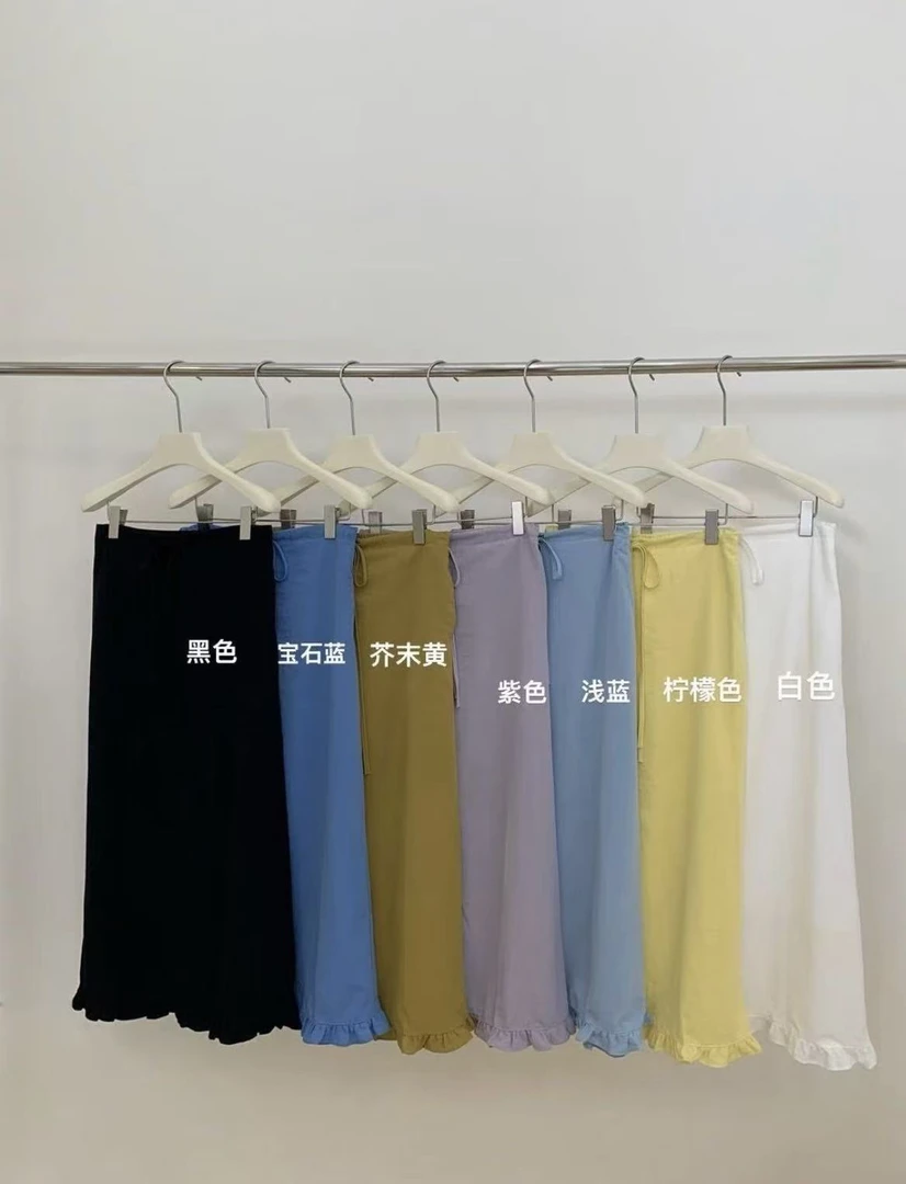 vvs@256528 韩系简约气质木耳边系带半身裙 6-4