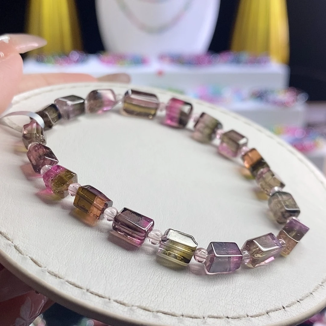 未镶嵌手链碧玺西瓜方糖