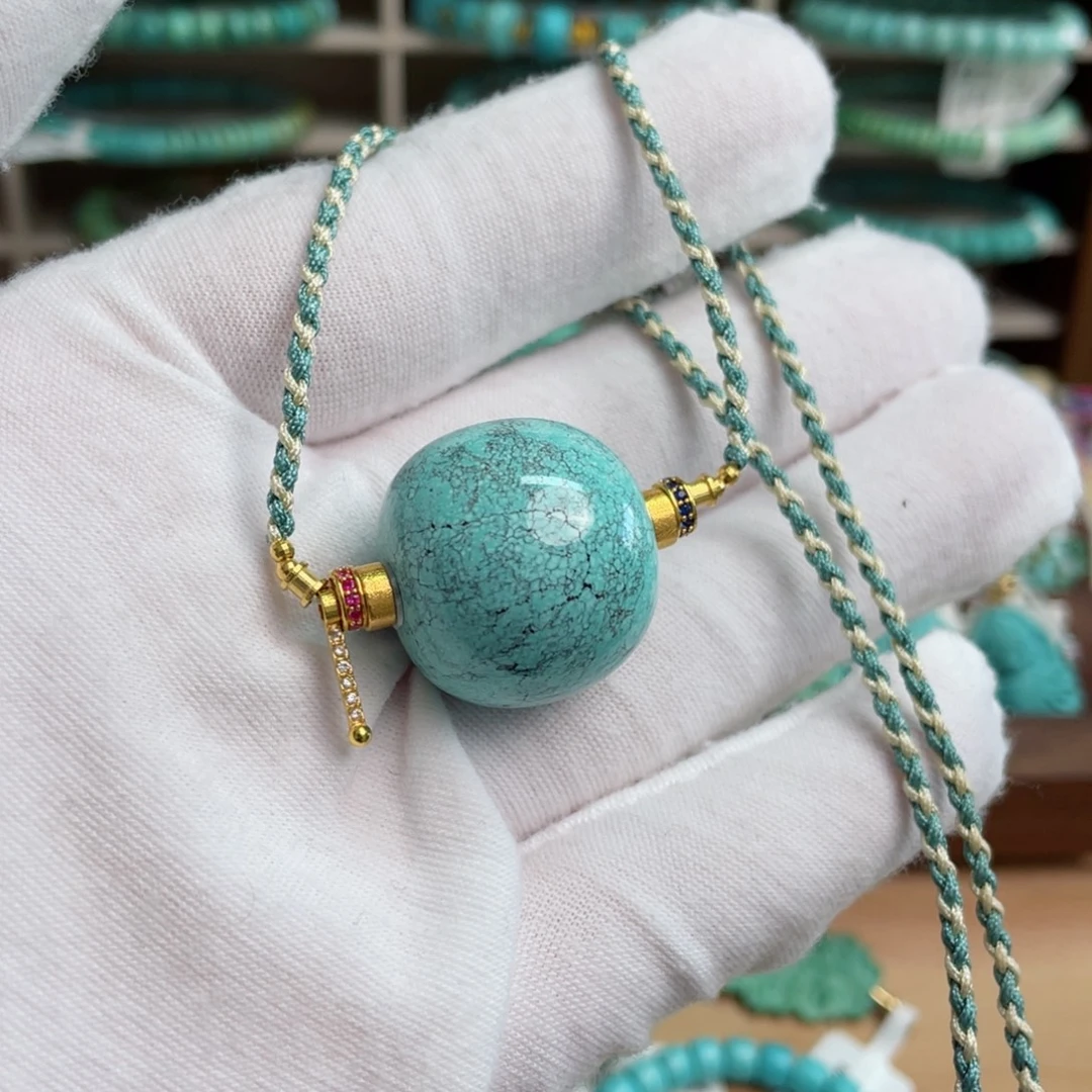 绿松石未镶嵌大美球锁骨珠卡22.5