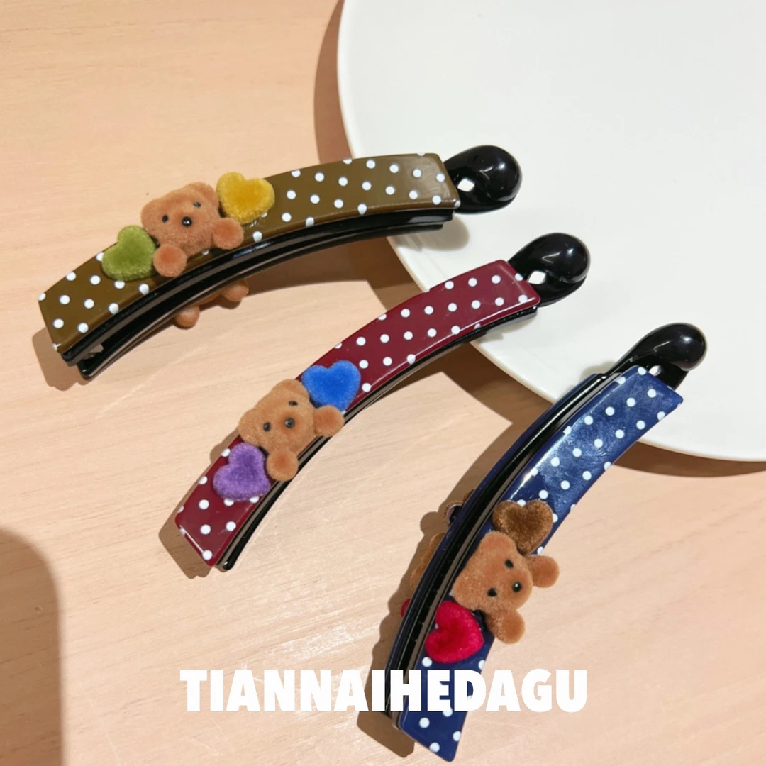 抱抱熊文艺可爱香蕉夹 森系温柔可爱女孩树脂发饰头饰发夹发卡