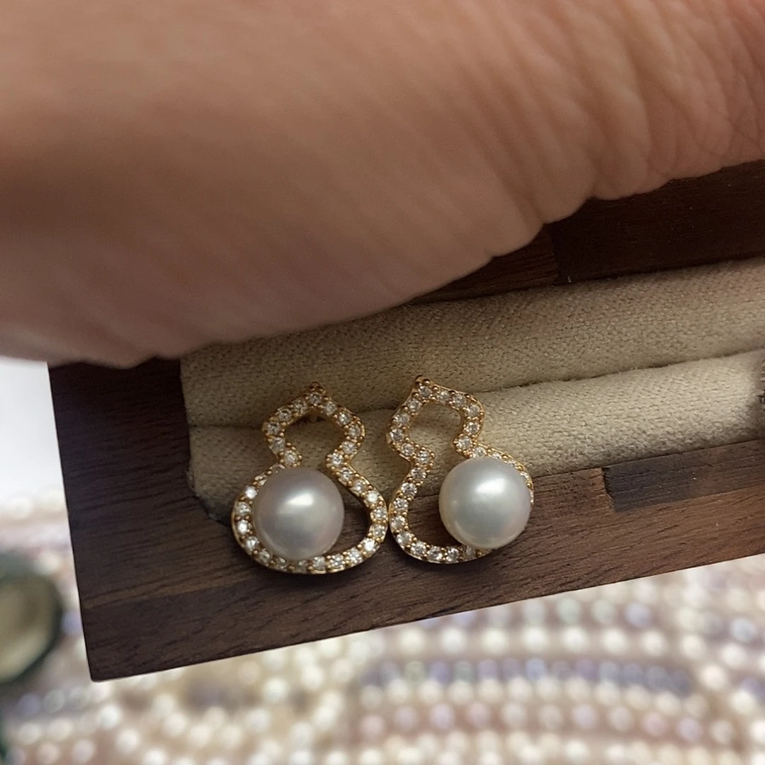 淡水珍珠耳饰银S925镶嵌