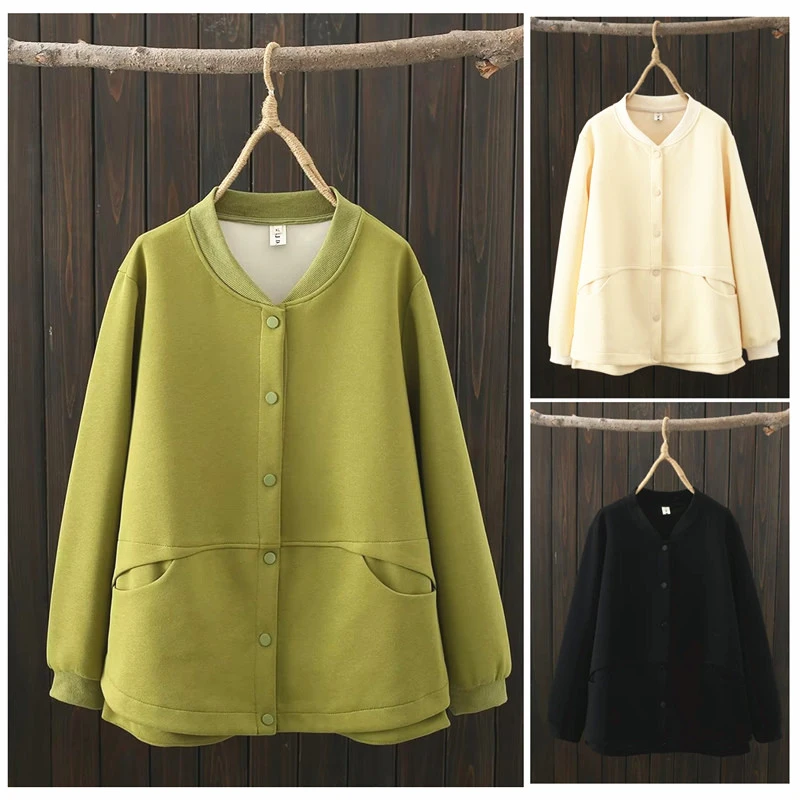 大码女装胖妹妹春季新款韩版休闲百搭宽松显瘦外套立领棒球服开衫