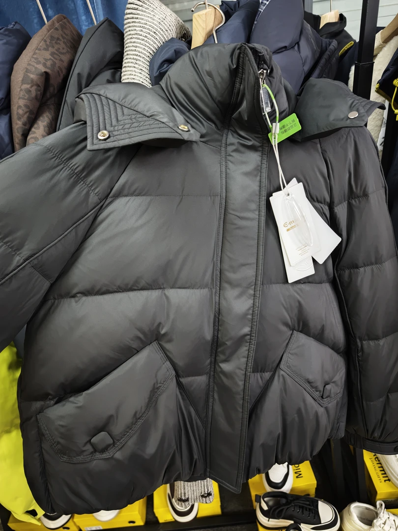 2541049冬季新款时尚潮流编织连帽羽绒服女休闲加厚保暖