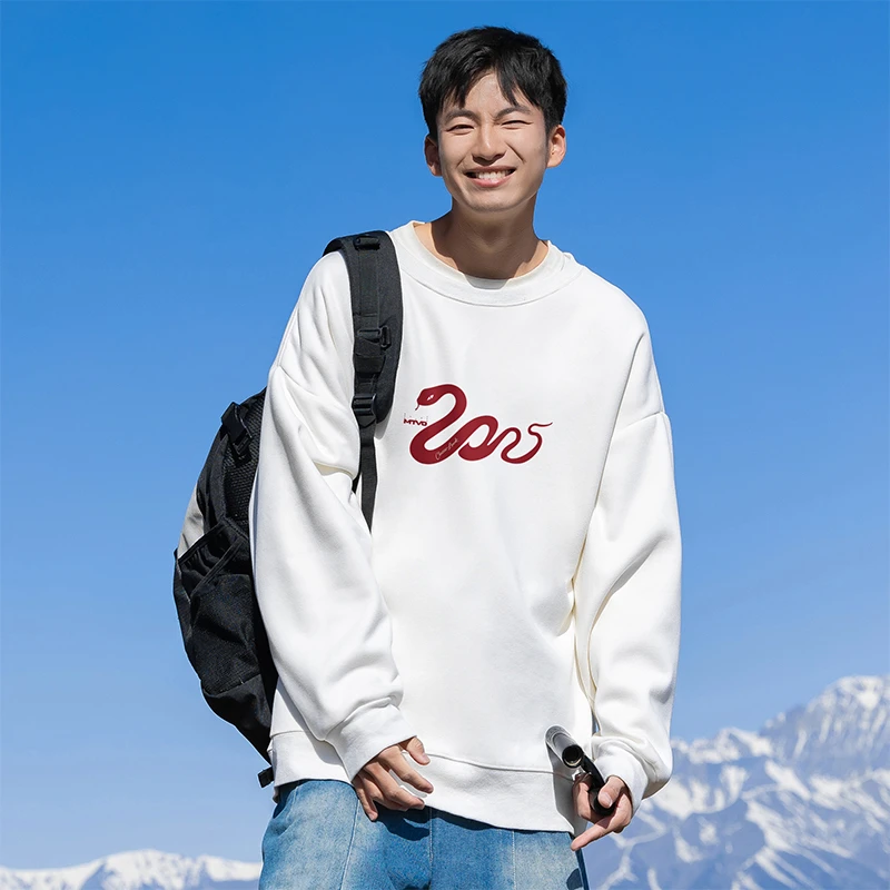 迈特优加绒可选圆领卫衣男印花卫衣百搭宽松休闲潮牌套头长袖1736