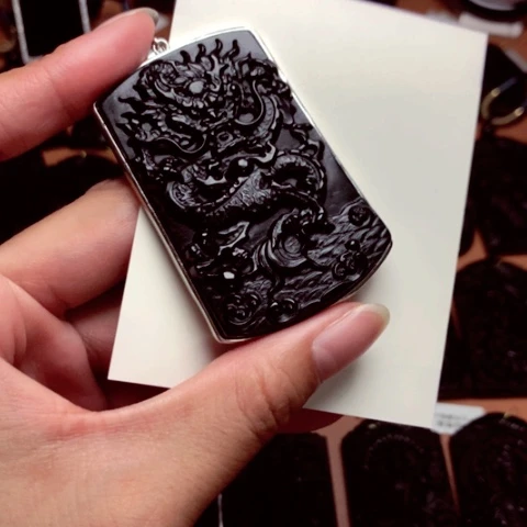 天然缅甸a货钢琴黑挂件