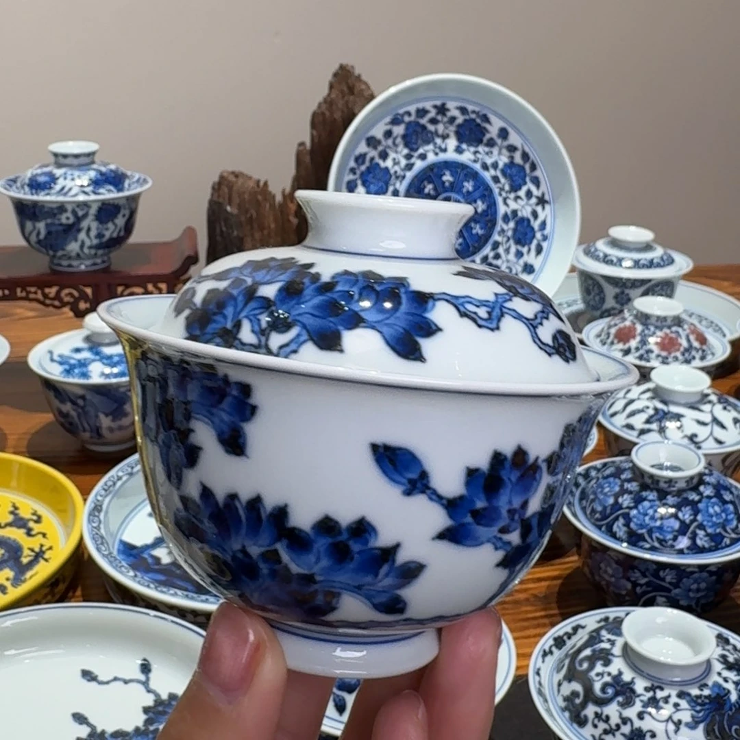 摆件景德镇雯华堂盖碗