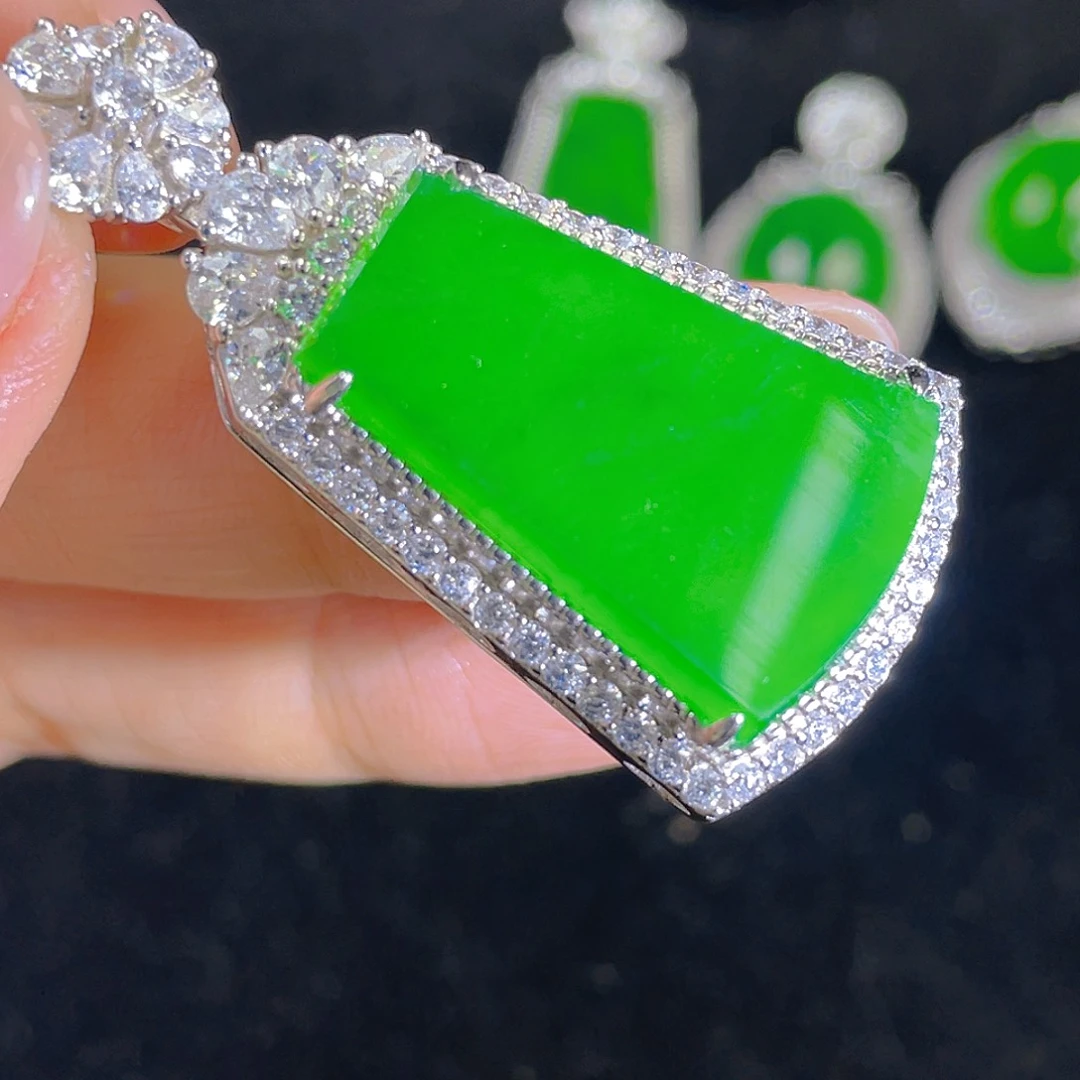 翡翠吊坠(不含链)银S925镶嵌