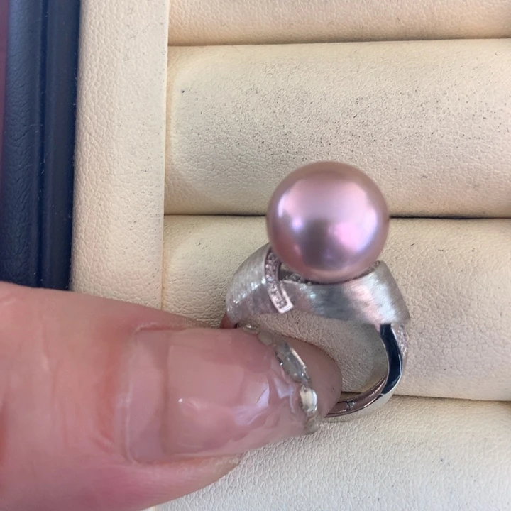 银S925镶嵌戒指淡水珍珠