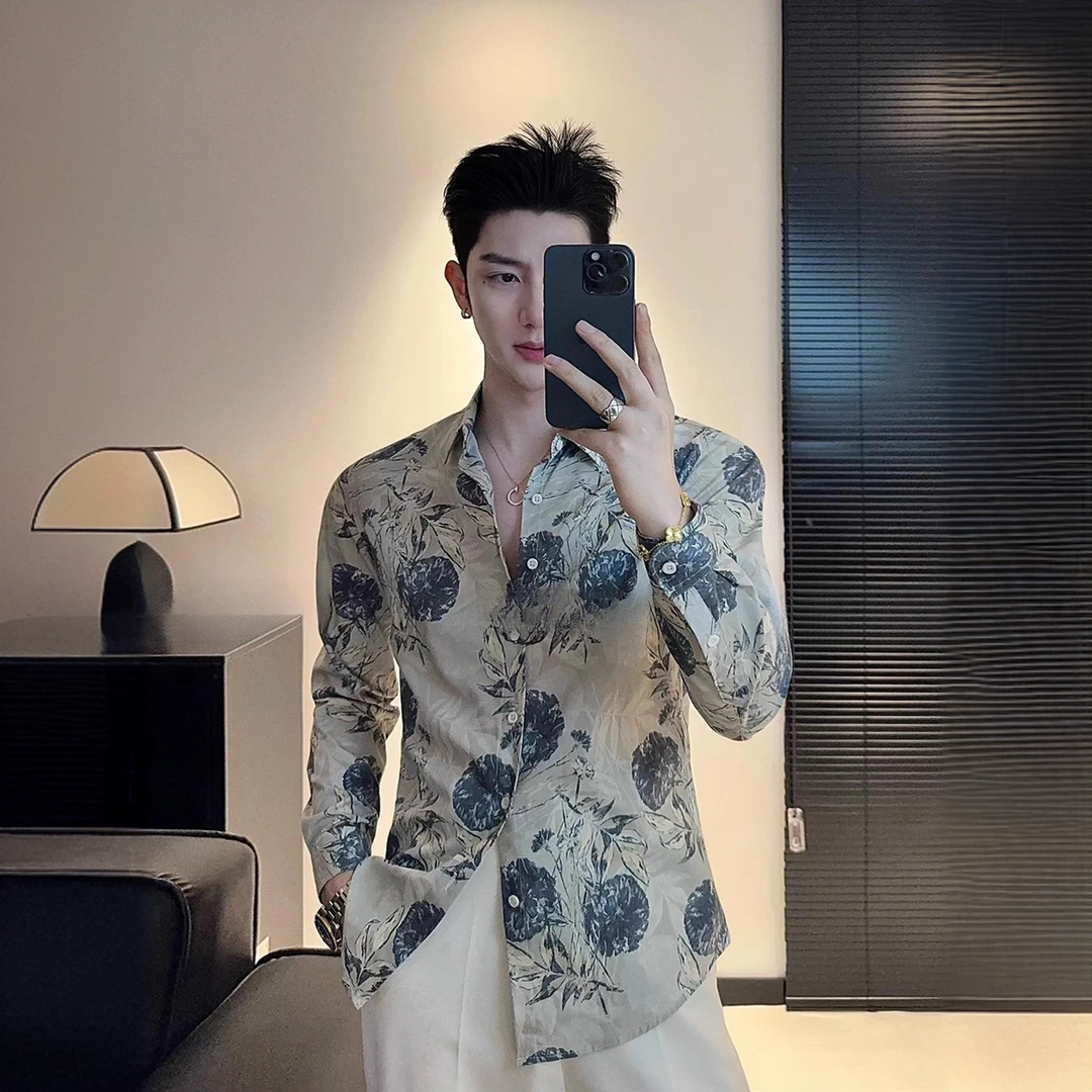 仓石一树商务户外休闲衬衫男款爆款2025新款修身衬衣轻奢痞帅男装