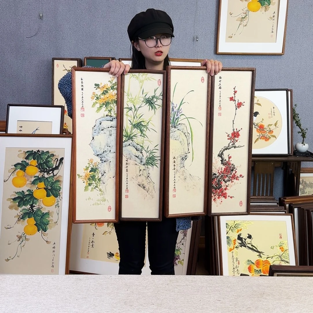 国画手绘带框尺寸：20*70