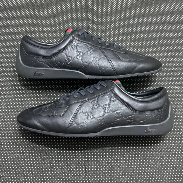 95新 GUCCI/古驰 41码 27cm 黑色 满印 碳板 板鞋
