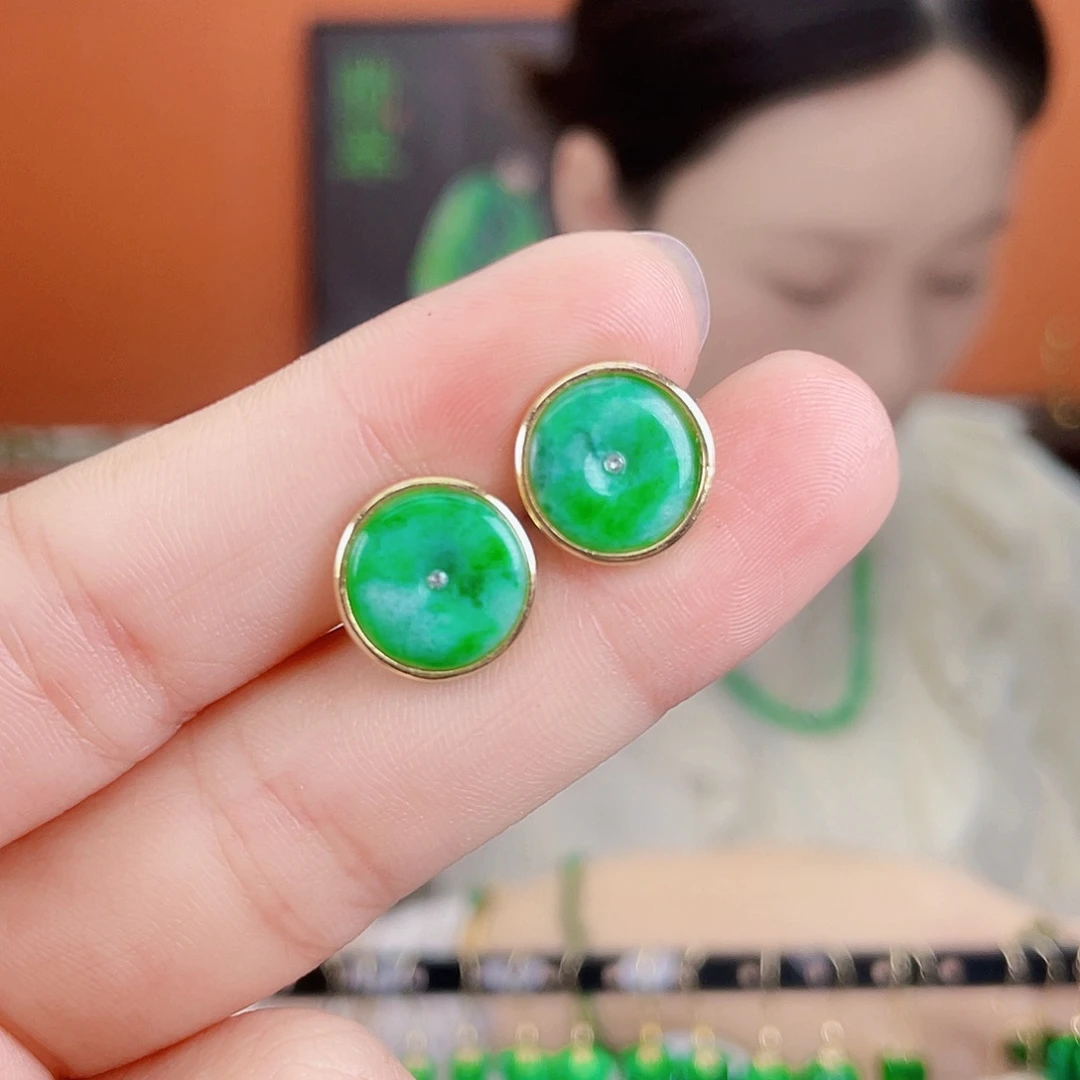 翡翠银S925镶嵌耳饰