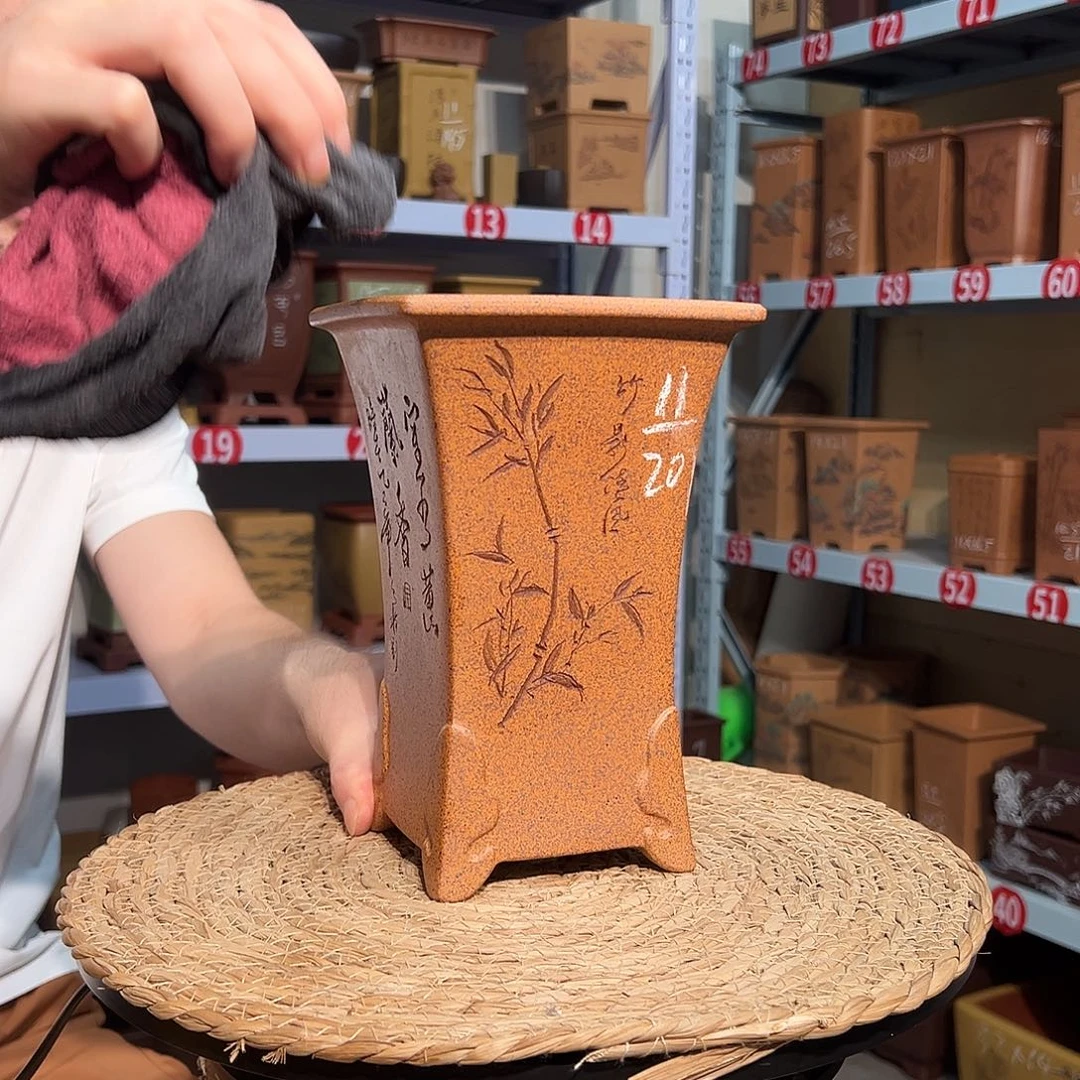 天心紫砂手工花盆