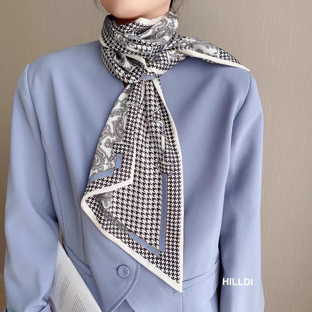 【时尚腰果】韩版仿真丝高级感双层大斜角丝巾160x28cm