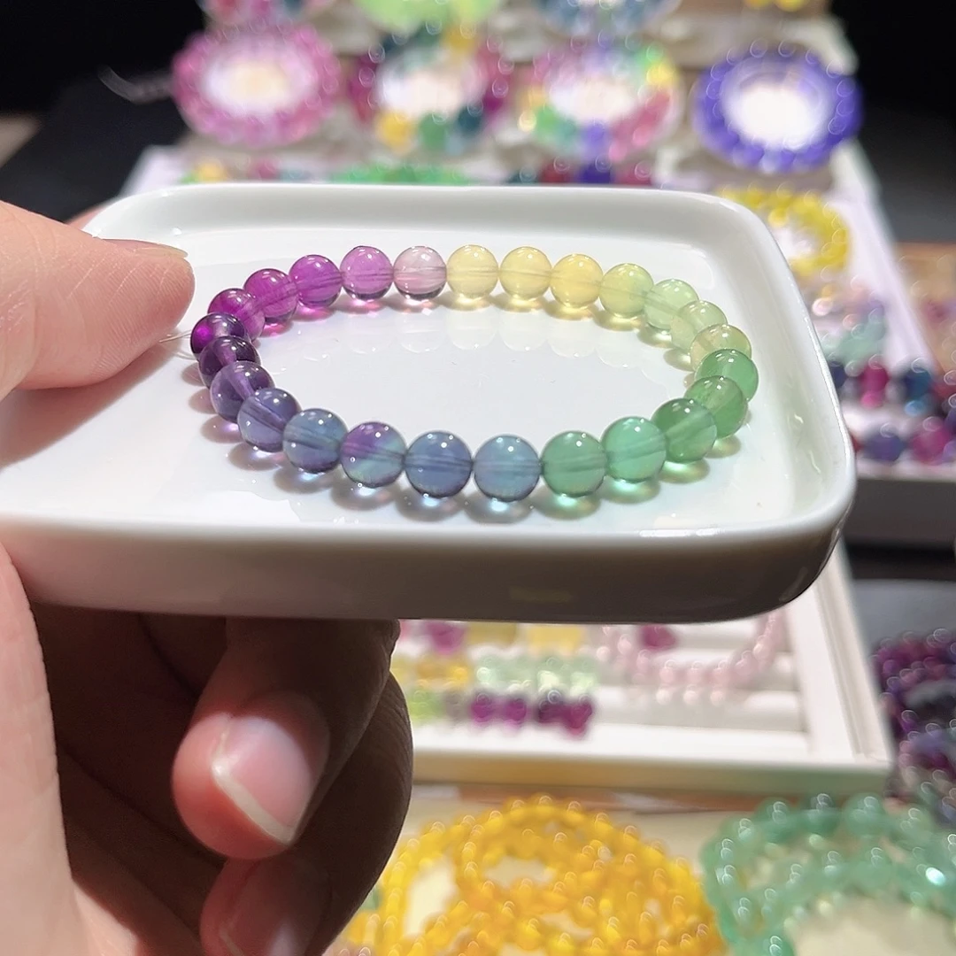 手链萤石未镶嵌彩虹渐变7加