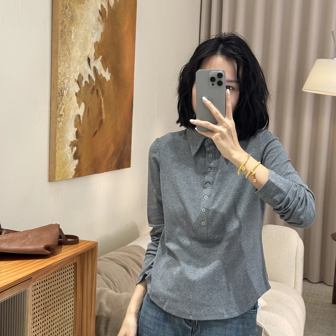 喜樂    2025纯色翻领衬衫春季新款时尚百搭休闲简约长袖女士上衣