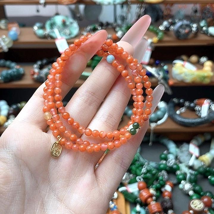 南红玛瑙合金手链饰品