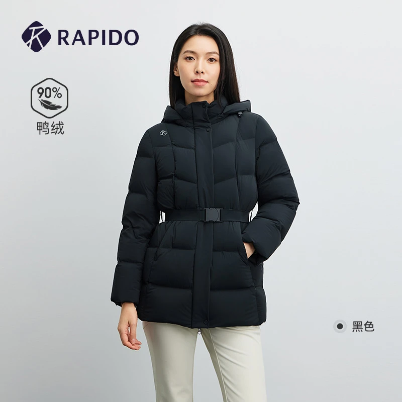 【新品】RAPIDO雳霹道25年秋冬女O系列中长羽绒服90%鸭绒CP5X38O42