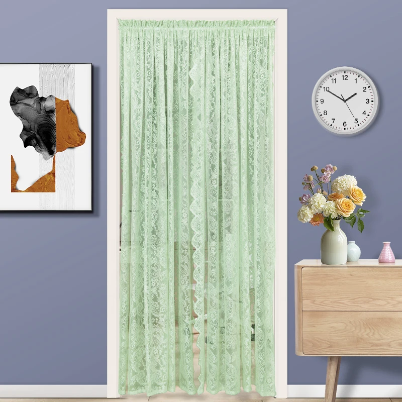 看了又看隔断蕾丝门帘窗帘伸缩杆免打孔防蚊法式卧室飘窗氛围感