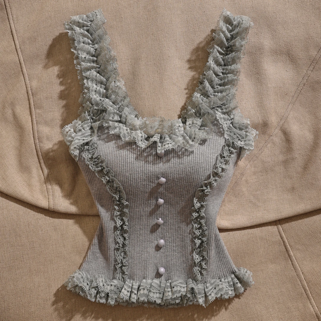 甜美纯欲风甜辣妹蕾丝花边小吊带背心女内搭打底外穿辣妹性感上衣