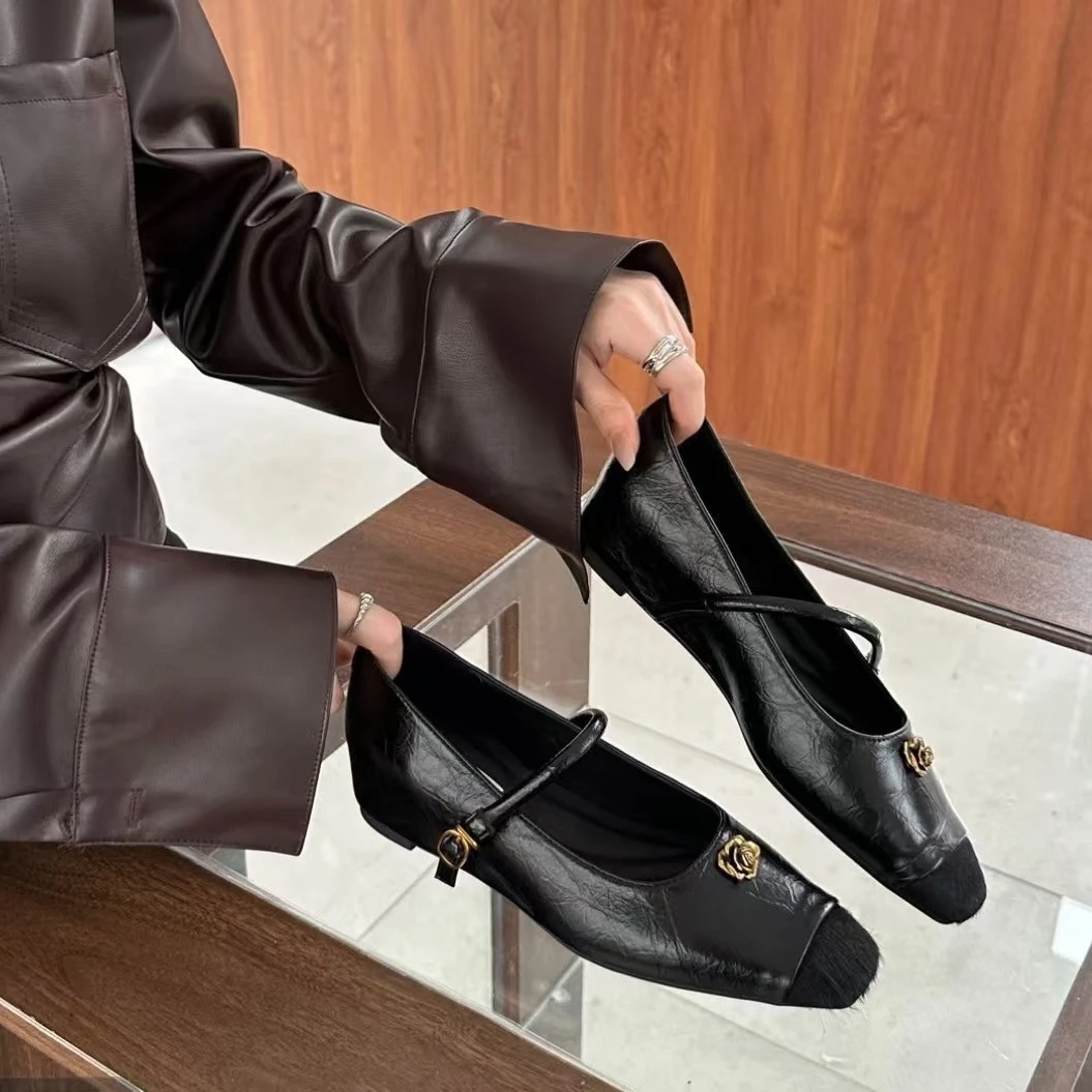 羊皮版~法式软皮小众复古内增高一字扣玛丽珍鞋女小香风气