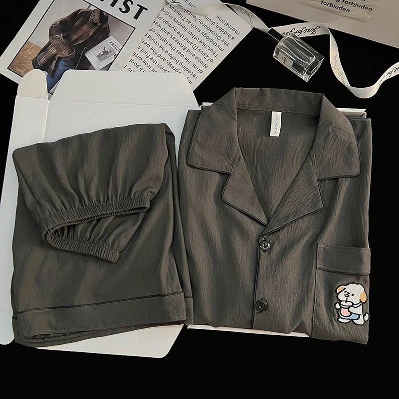 睡衣男士夏季云朵棉短袖短裤简约休闲大码学生家居服套装春秋ins