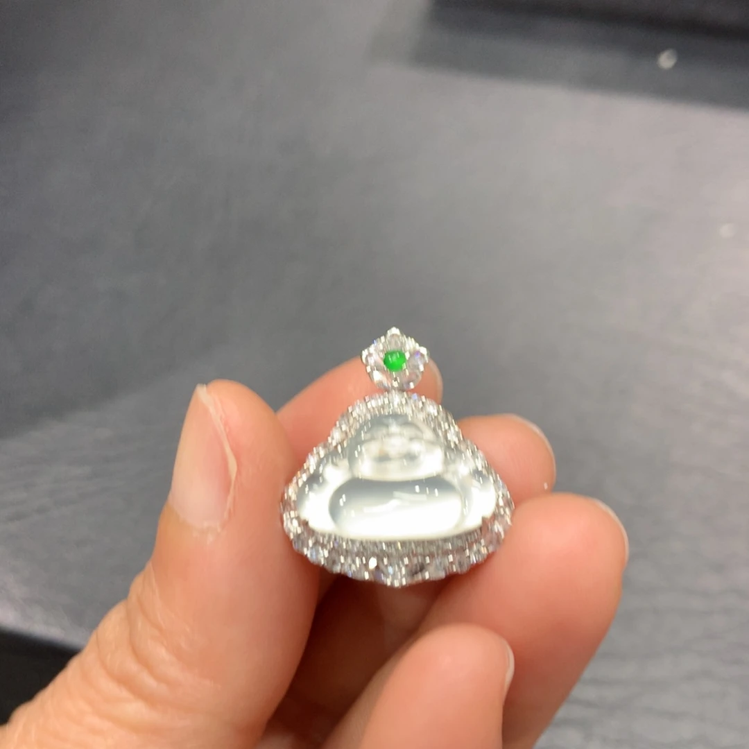 翡翠18K金镶嵌吊坠(不含链)