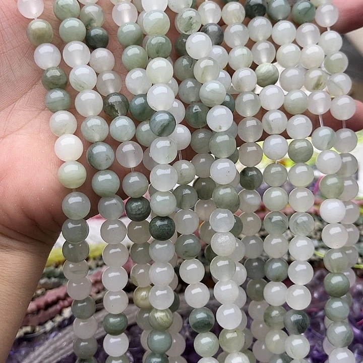 未镶嵌玛瑙/玉髓珠宝半成品2条8mm天山翠