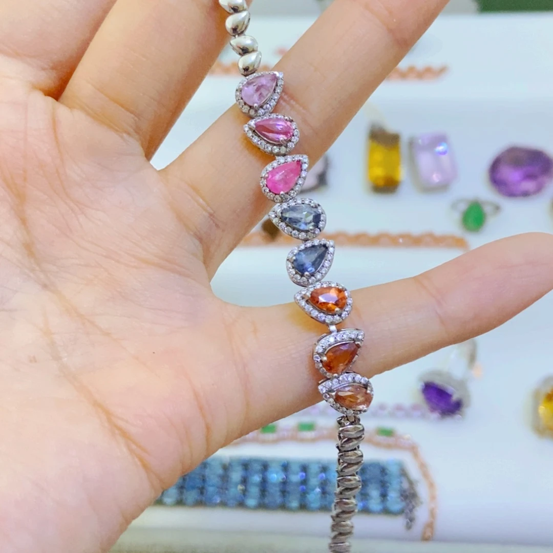 银S925镶嵌手链尖晶石