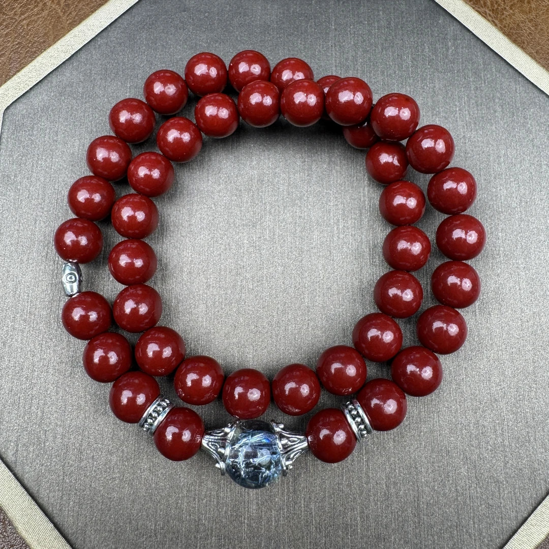 含辰砂工艺品朱砂双圈带水晶-无礼盒-@@sp442