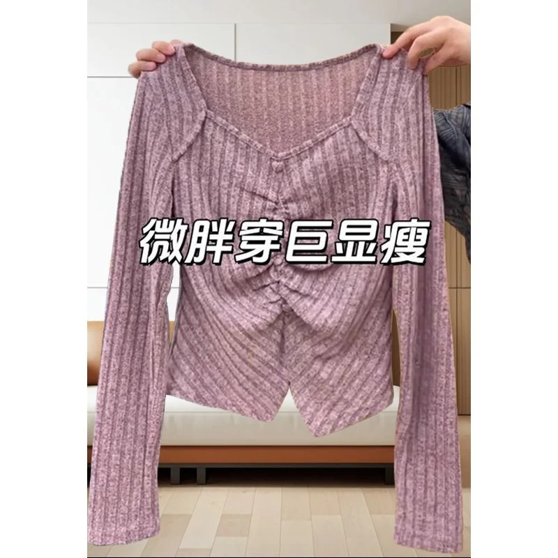 特大码200斤时尚港风独特长袖t恤女春季新款显瘦辣妹百搭打底衫潮