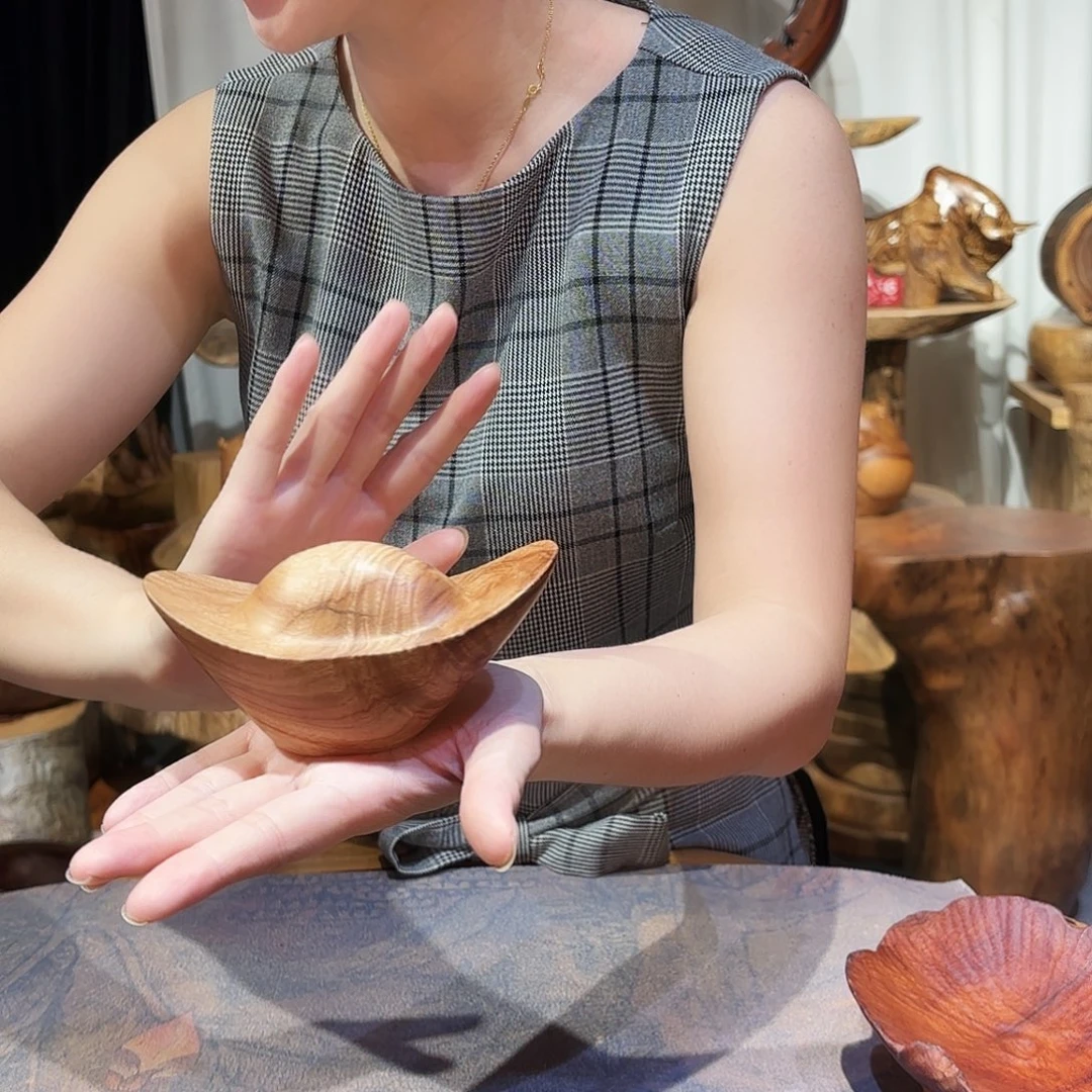 香樟木精品手作工艺品金元宝