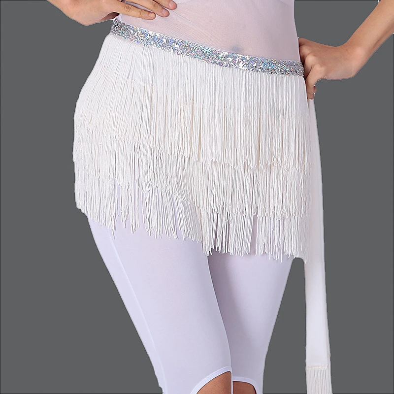 肚皮舞流苏腰巾抖臀腰带舞蹈服臀巾拉丁舞流苏腰链练功练习表演服