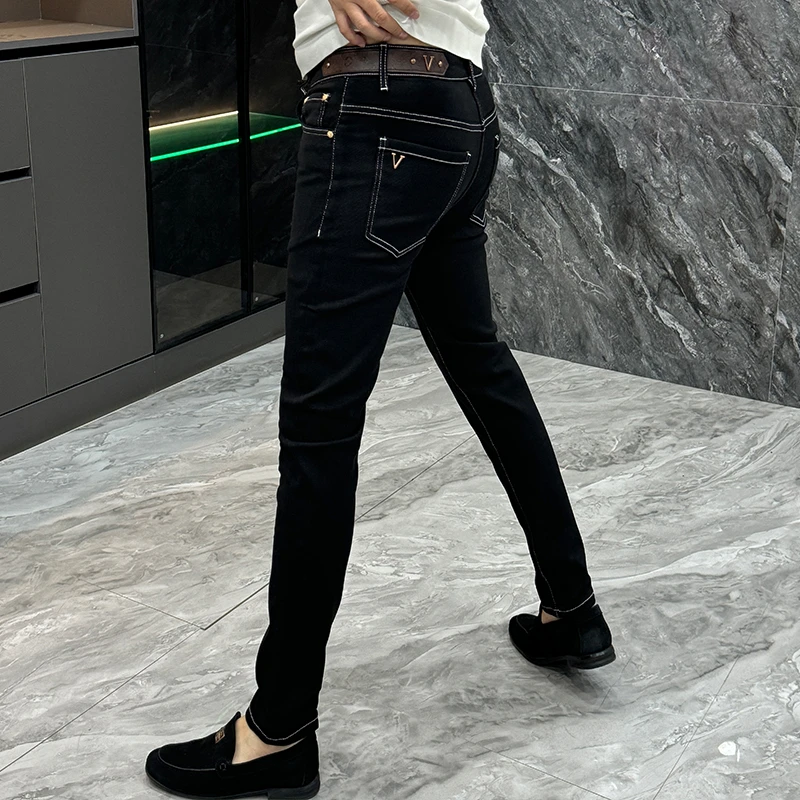 2025秋季新款男士牛仔裤潮流简约百搭气质直筒裤时尚设计感长裤子